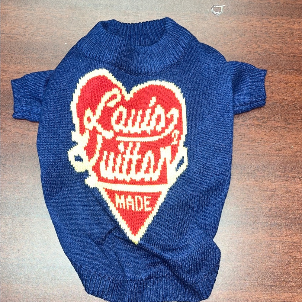 Louis Vuitton Blue Sweater with Red Heart